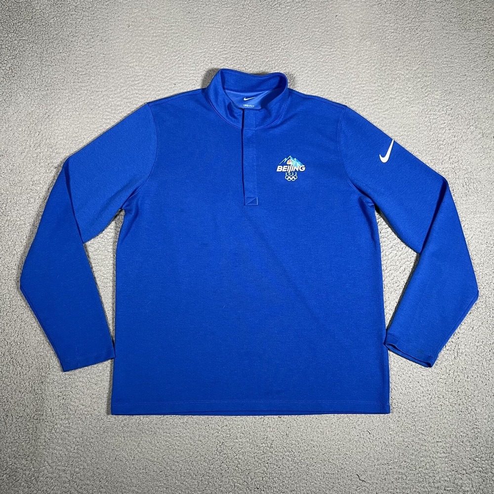 Nike Shirt Mens Large Blue‎ 1/4 Zip Pullover 2022 Beijing Olympics Performance